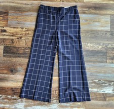 NEW Chico's Jacquard Window Flare Trousers Pull-On Elastic Waist Pocket Blue 12R