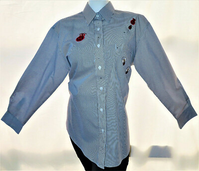 Las Olas by Oved International Women s Shirt Flower and Ladybugs Striped Size M