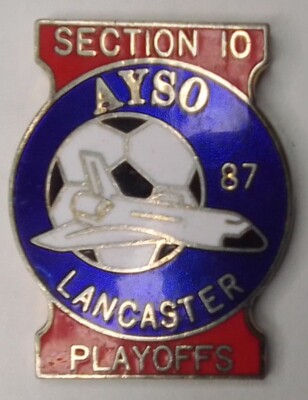 AYSO Section 10 Soccer 1987 Lancaster Playoffs Lapel Pin Space Shuttle (D7)
