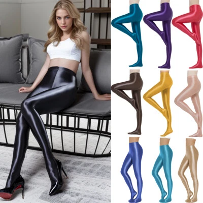 AMORESY Damen's Oil Glitzer Elasthan Leggings Bodybuilding Fitness Yoga Jeggings - Bild 1 von 4