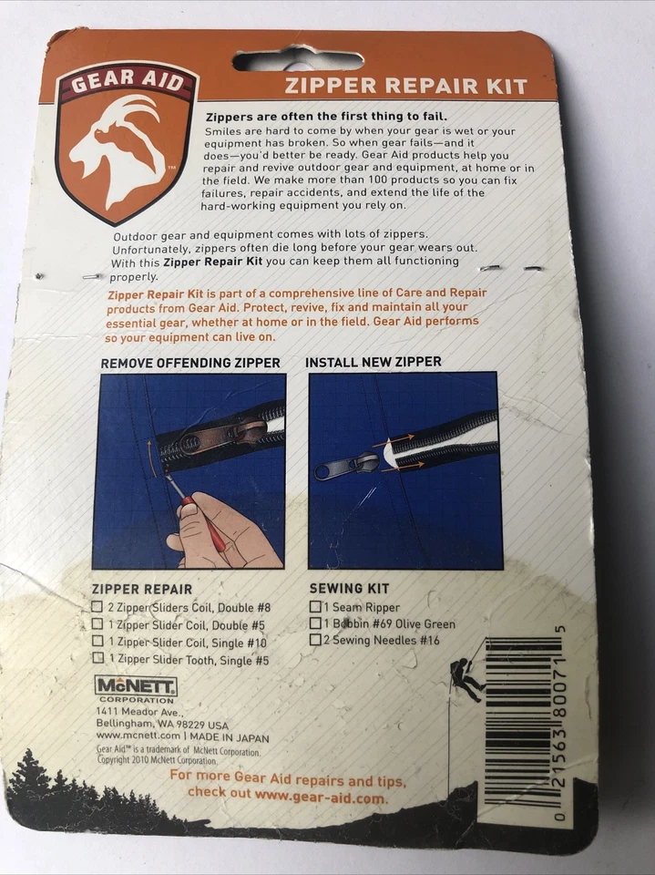 Gear Aid Zipper Repair Kit 021563800715 - Image 2 of 2