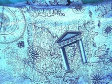 30″ X 43" + LEFTOVER DESIGNER SILK PRINT FABRIC WHT BLCK MAPS COMPASSES COLUMNS