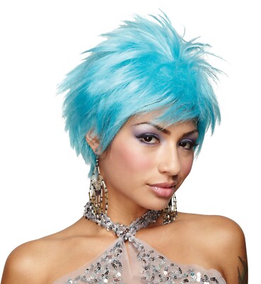 Vivid Blue Adult Short Pixie Cut COSTUME WIG Cosplay Skater Fairy Anime  Sexy New