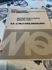 Multiquip Generator parts Service Repair Book Shop Manual GA-2.3R/3.6RZ/5RZ/6RZ