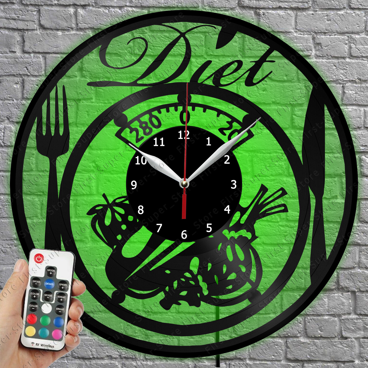 LED Light Wall Clock with Vinyl Record Design - Silent & Stylish 1622