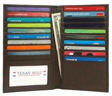 RFID Leather Long Bifold ID Credit Card Money Holder Wallet Organizer BROWN