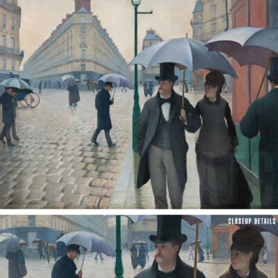 47W''x35H'' PARIS STREET RAINY DAY by GUSTAVE CAILLEBOTTE - CITY CHOICES of CANVAS
