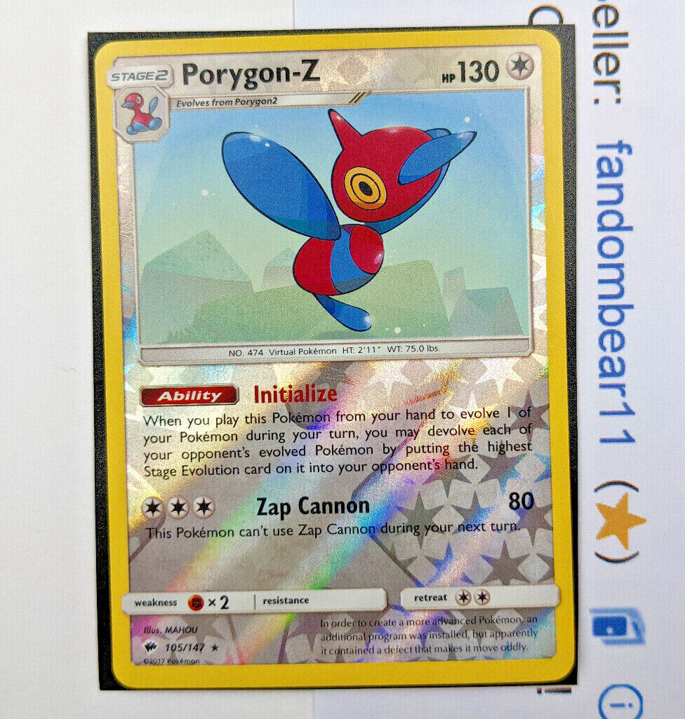 Porygon-Z REVERSE HOLO RARE card 103/147 SM Burning Shadows 2017