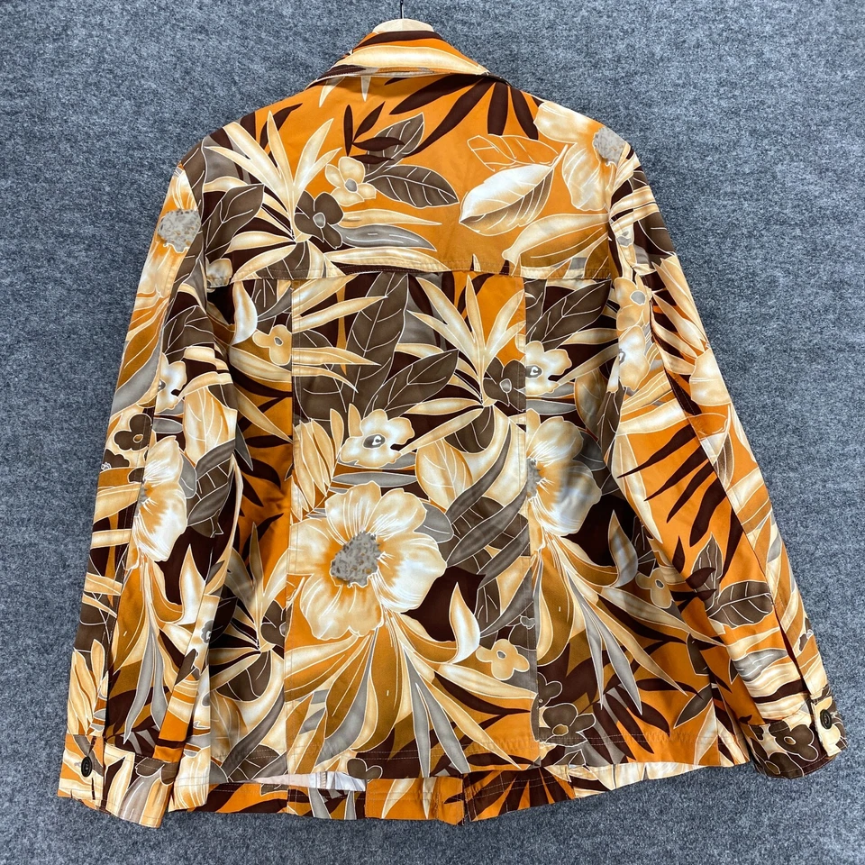 Allison Daley Jacket Women 14 Orange Floral Button Up Collared Long Sleeve - Image 2 of 4
