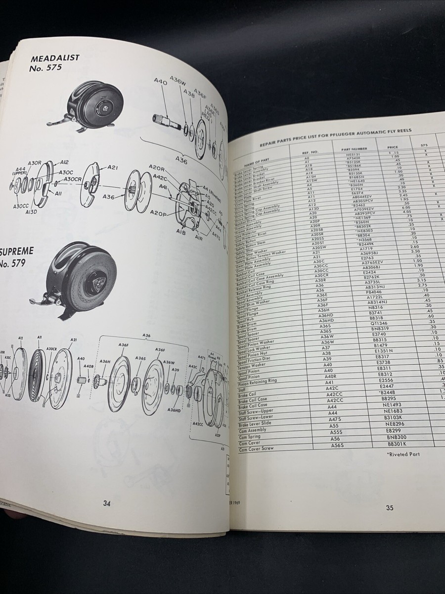 Manuel Pièces Moteur Pflueger 1969 – Moulinets Pêche Et Traîne – 59 Pages
