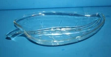 Vintage Clear Glass Leaf Divided Serving Dish Tray 9"