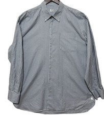 PETER MILLAR Shirt Men's XL Blue Plaid Button Up Long Sleeve 100 Cotton