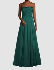  595 Aidan Mattox Womens Green Strapless Satin Pleated Ball Gown Dress Size 6