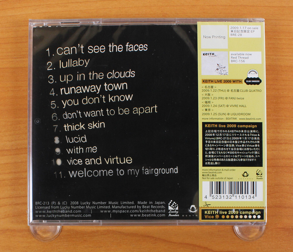 Keith - Vice And Virtue CD (Japan 2009 Beat Records) BRC-213