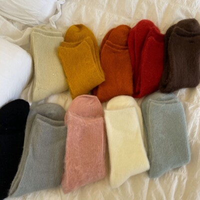 5Pairs Wool Thick Women Boots Soft Warm Casual Multicolor Girl Crew Socks Winter