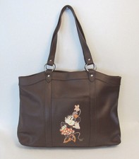 VINTAGE 1980s 90s DISNEY STORE LEATHER MINNIE MOUSE PURSE SHOULDER BAG BROWN