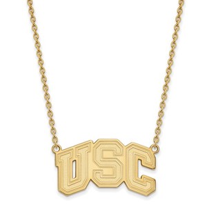 Authentic Gold Plated 925 Silver Southern California U-S-C Large Pendant 18in Necklace