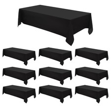 RECTANGULAR TABLECLOTHS 90X132 INCH 10 PACK BLACK POLYESTER TABLE CLOTHS FOR DIN