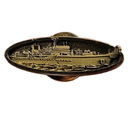 Vintage Cable Ship Lapel Pin Gold Tone Submarine Cable Layer CS Long Lines AT&T