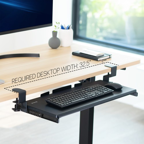 VIVO Extra Sturdy Clamp-on Computer Keyboard and Mouse Under Desk Slider Tray - 第 2/9 張圖片