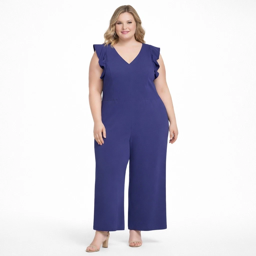 Robe mi longue à col V et manches bouffantes - Mode Grande Taille