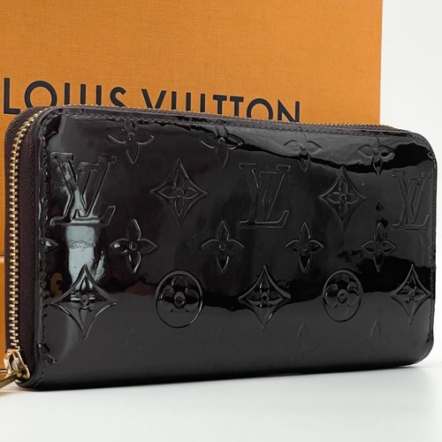 Louis Vuitton Zippy Wallet Vernis Amaranto Brown Black Used From Japan