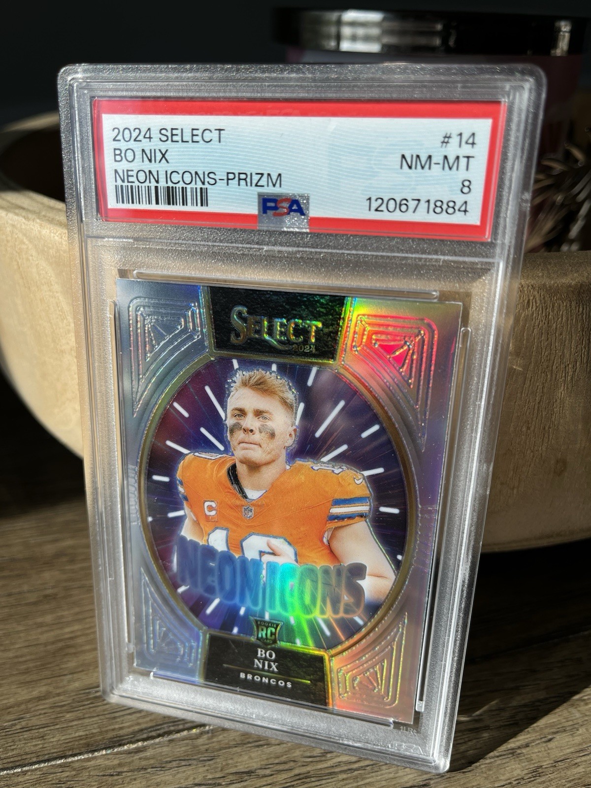 2024 Panini Select - Neon Icons Bo Nix #14 Silver Prizm (RC)