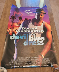 devil in a blue dress poster CHANEL CC Logo Sleeveless Fringe Mini Dress Blue White