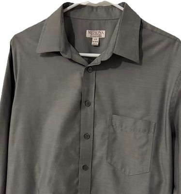 Merona The Ultimate Shirt Men s Large Gray Button Pocket Long Sleeve Preppy
