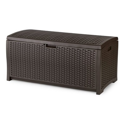 Suncast Outdoor Storage Box  73 Gallon Mocha Brown Deck Box for Patio, weathe...