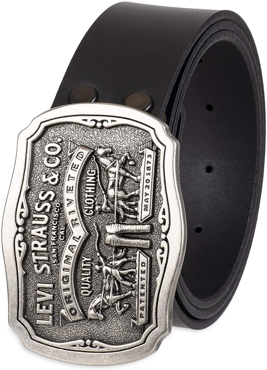 Levi's Men's Everyday Jean Leather Belt with Removable Plaque