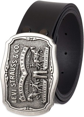 Levi's Men's Everyday Jean Leather Belt with Removable Plaque Buckle Black