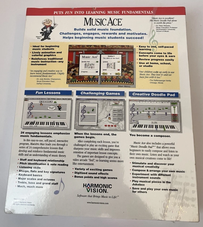 Music Ace Software Windows 3.1 95 Macintosh CD Harmonic Vision New Sealed - Image 2 of 4