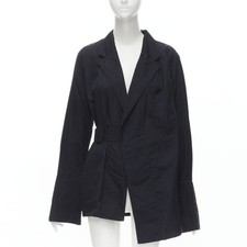COMME DES GARCONS Vintage 1980s black asymmetric belted deconstructed blazer M