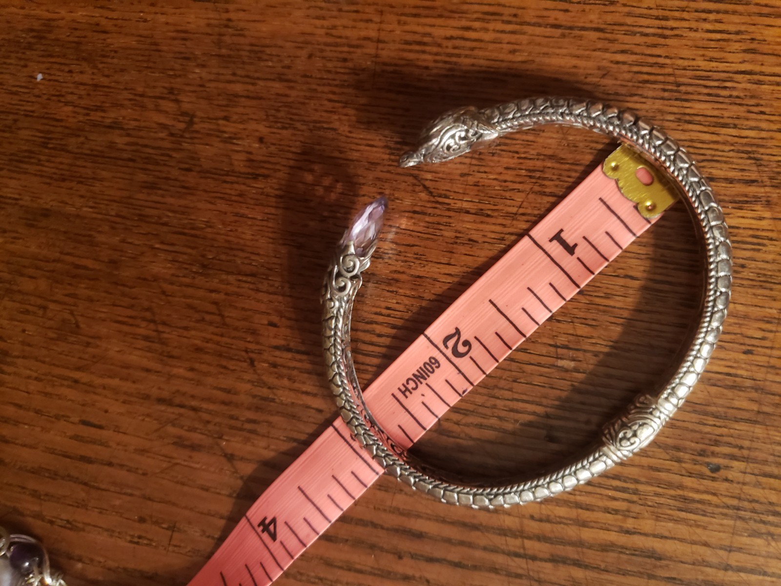 Solid Sterling Silver Turtle Amethyst Bracelet Hi… - image 3