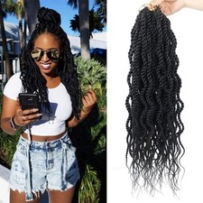 18Inch Wavy Senegalese Twist Crochet Hair Braids Wavy Ends Synthetic Hair Ext...