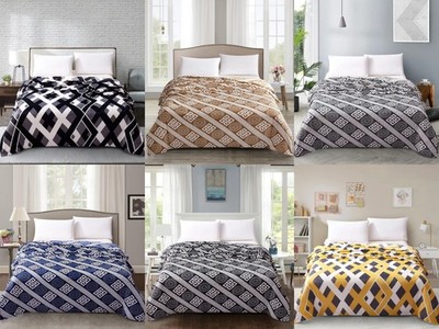 Luxus Griechisch Schlüssel Flanell Fleece Blumen Kunstfell Nerz Überwurf Decke Sofa Warm