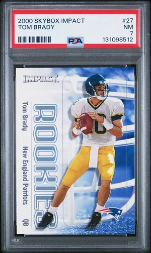 2000 SKYBOX IMPACT #27 TOM BRADY ROOKIE RC PSA 7