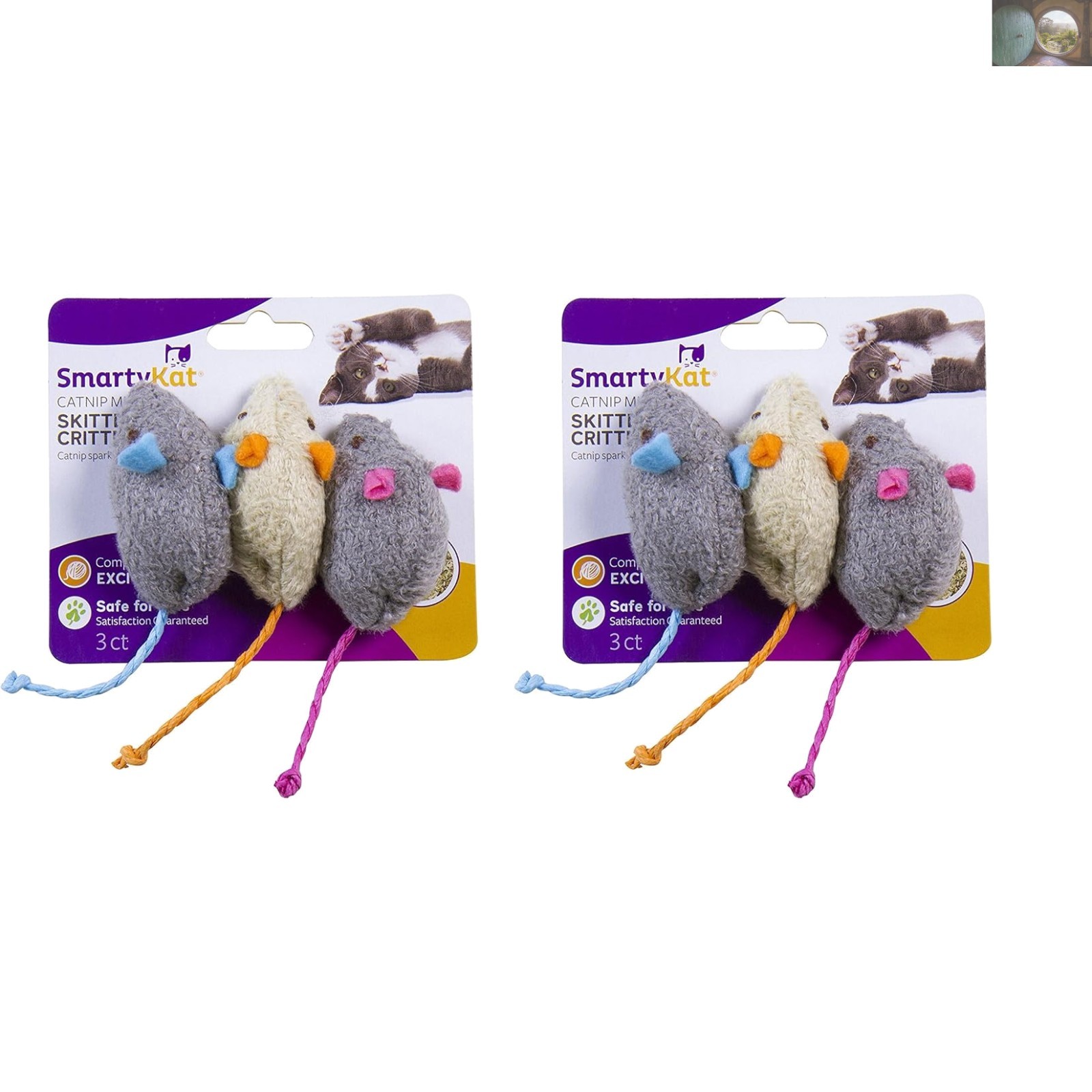 Skitter Critters Catnip Mice 6-Pack for Playful Cats of All Breeds