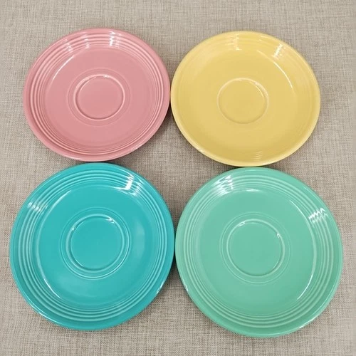 Fiesta Saucer 5 7/8" Rose Sea Mist Turquoise Sunflower Set of 4 LN Condition