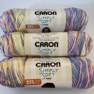 Caron Simply Soft Paints Worsted Weight Yarn~Lot of 3 Skeins~Baby Brights 21015