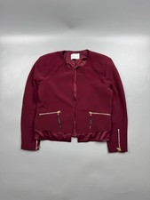 Women s Sandro Paris Collarless Burgundy Viscose Blazer Size IT 40 Y1181