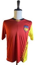 Basix Spain Soccer Jersey Red Yellow Crest Short Sleeve Men’s L