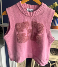 GANNI Strickpullover Rundhals ärmellos Logo ...