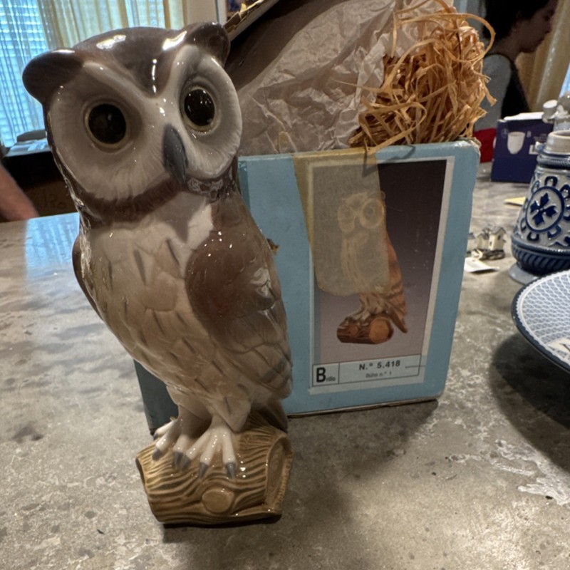 Lladró Handmade Porcelain Owl Bird Figurine 5418 with Original Box Spain 1980s