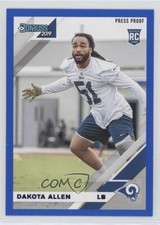2019 Panini Donruss Rookies Press Proof Blue Dakota Allen #267 2xd