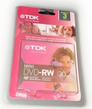 TDK Mini DVD-RW 30Min Dvd-rw14rga *New Unopened Sealed 3-total