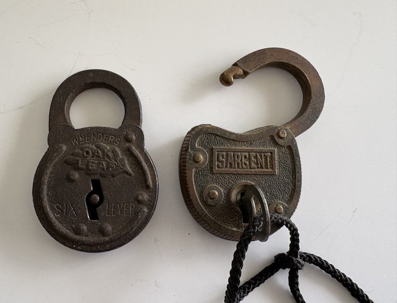 2 Vintage Padlocks 1 Sargent With Key & 1 Wm Enders No Key