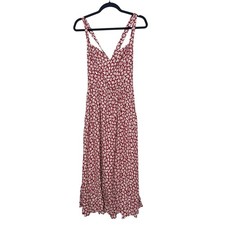 Reformation Dress Women 6 Red Floral Criss-Cross Strap Summer vacation sunny