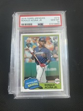 2018 TOPPS ARCHIVES #212 RONALD ACUNA JR. ROOKIE CARD RC, BRAVES - PSA 10 . rookie card picture